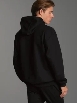 Hoodie mit modischem Logo-Weblabel Schwarz