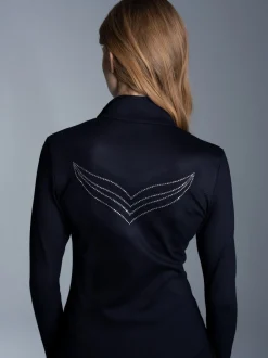 Jacke mit Kristallsteinen Navy
