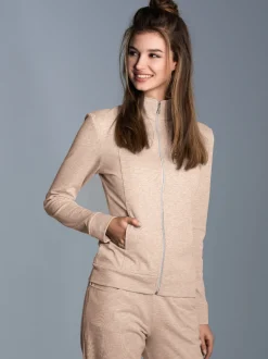 Jacke veredelt mit Kristallsteinen Sand-melange