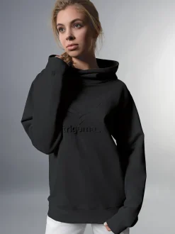 Kapuzenpullover mit großem 3D-Motiv Schwarz