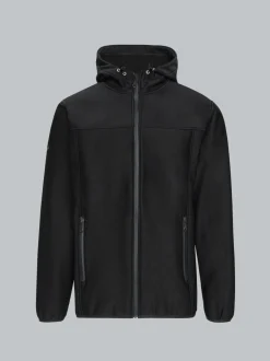 Klassische Softshell–Kapuzenjacke Schwarz