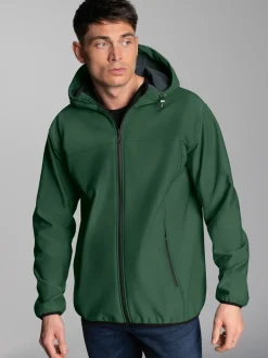 Klassische Softshell–Kapuzenjacke Efeu