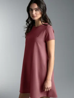 Kleid in Piqué-Qualität Mahagoni