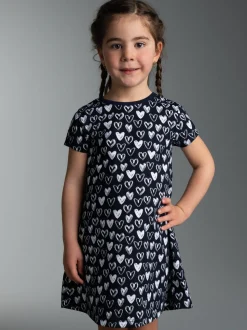 Kleid mit süßen Herz Motiven Navy
