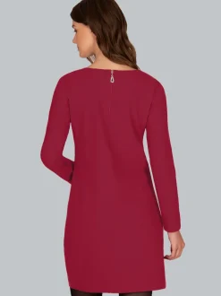 Knielanges Kleid mit langen Ärmeln Rubin