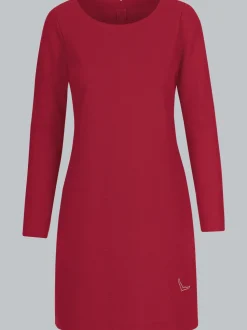 Knielanges Kleid mit langen Ärmeln Rubin