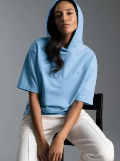 Kurzarm Hoodie Iceblue-melange