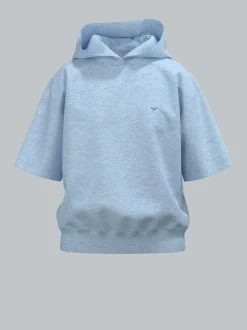 Kurzarm Hoodie Iceblue-melange