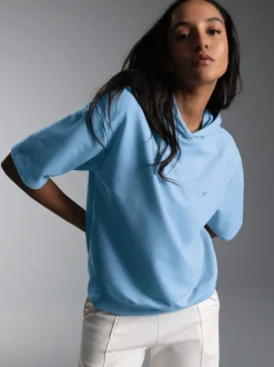 Kurzarm Hoodie Iceblue-melange
