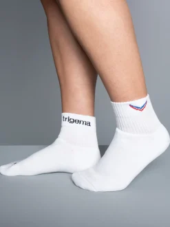 Kurze Sportsocken mit trigema Schriftzug Weiss