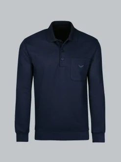 Langarm Polo aus Sweat-Qualität Navy