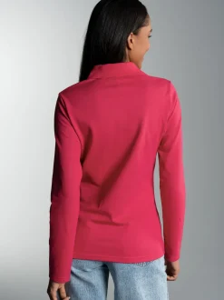 Langarm Poloshirt Koralle
