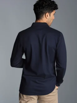 Langarm Poloshirt mit Armbündchen Navy