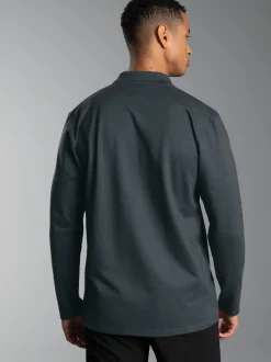 Langarm Poloshirt mit Armbündchen Anthrazit