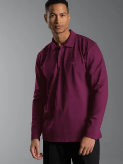 Langarm Poloshirt mit Armbündchen Sangria