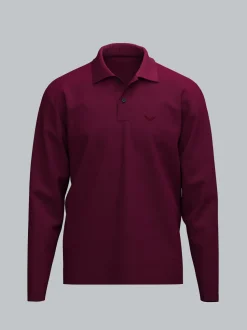 Langarm Poloshirt mit Armbündchen Sangria