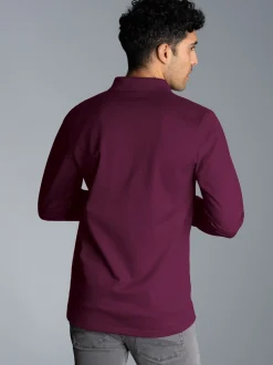 Langarm Poloshirt mit Armbündchen Sangria