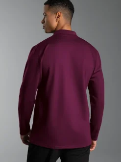 Langarm Poloshirt mit Armbündchen Sangria