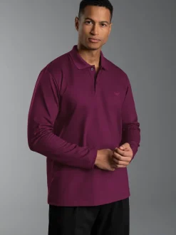 Langarm Poloshirt mit Armbündchen Sangria