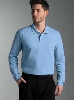 Langarm Poloshirt mit Armbündchen Horizont