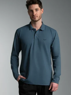 Langarm Poloshirt mit Armbündchen Jeans-melange