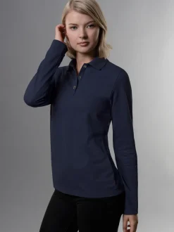Langarm Poloshirt Navy