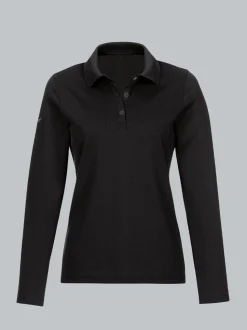 Langarm Poloshirt Schwarz