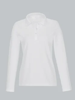 Langarm Poloshirt Weiss