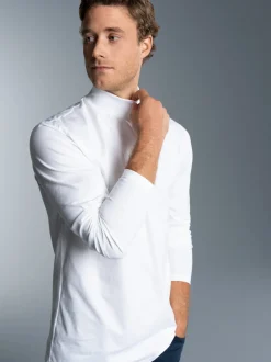 Langarm Shirt mit Stehkragen Weiss