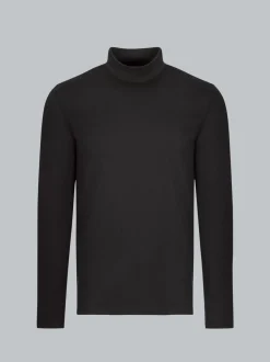 Langarm Shirt mit Stehkragen Schwarz