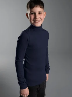 Langarm Ski- und Sport-Rollkragenpullover Navy