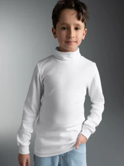 Langarm Ski- und Sport-Rollkragenpullover Weiss