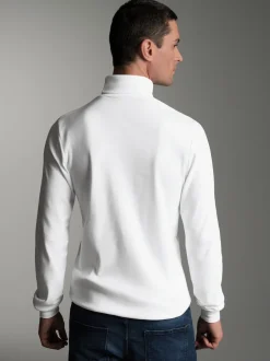 Langarm Ski/Sportrollkragenpullover Weiss