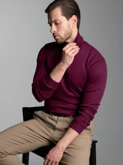 Langarm Ski/Sportrollkragenpullover Sangria