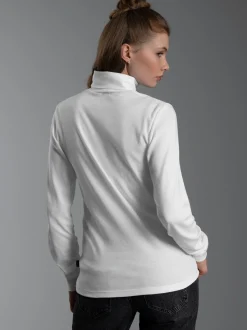 Langarm Ski/Sportrollkragenpullover Weiss