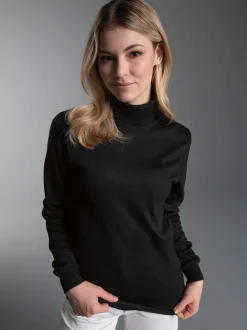 Langarm Ski/Sportrollkragenpullover Schwarz