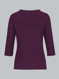 Langarmshirs aus Biobaumwolle Aubergine