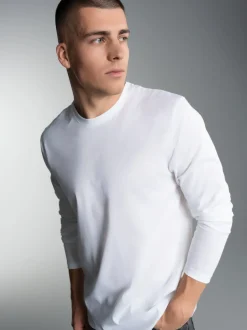 Langarmshirt aus 100% Baumwolle Weiss