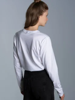 Langarmshirt aus 100% Baumwolle Weiss