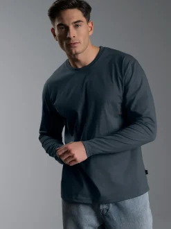 Langarmshirt aus 100% Baumwolle Anthrazit