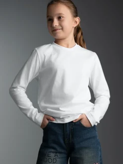 Langarmshirt aus 100% Baumwolle Weiss