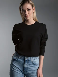 Langarmshirt aus 100% Baumwolle Schwarz