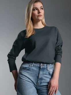 Langarmshirt aus 100% Baumwolle Anthrazit