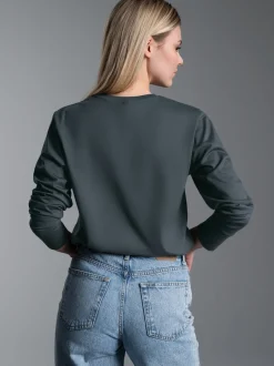 Langarmshirt aus 100% Baumwolle Anthrazit