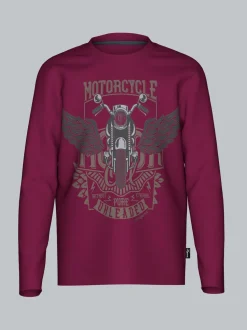 Langarmshirt mit großem Motorrad-Print Sangria