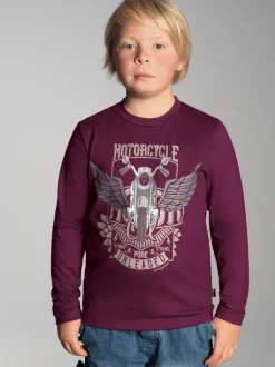 Langarmshirt mit großem Motorrad-Print Sangria