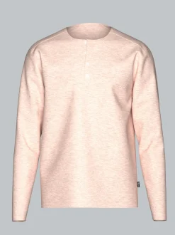 Langarmshirt mit Knopfleiste Sand-melange