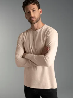 Langarmshirt mit Knopfleiste Sand-melange