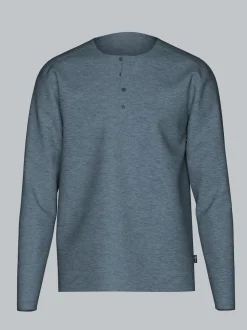 Langarmshirt mit Knopfleiste Steingrau-melange