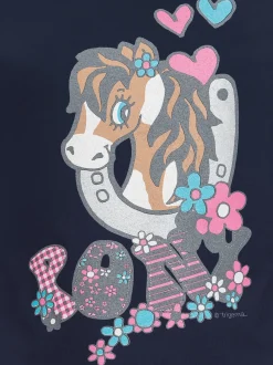 Langarmshirt mit süßem Pony-Print Navy